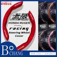 รถ Honda Mugen ซึมซับเหงื่อเคสกันลื่นพวงมาลัยควบคุมหนังกลับชนิดนิ่มแข่งรถฝาครอบป้องกันพวงมาลัยรถยนต์สำหรับเมือง Brio BRV CRV Civic HRV Fit Jazz Odyssey Accord WRV