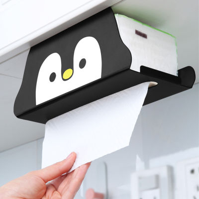 Napkin Dispenser Kitchen Bathroom Carbon Steel Portable Wall Mounted Punch Free Penguin Design Paper Holder Universal For Home