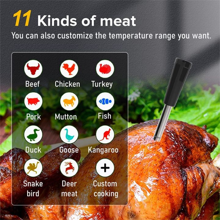 Smart Wireless Bluetooth Grill Thermometer Mobile APP Waterproof