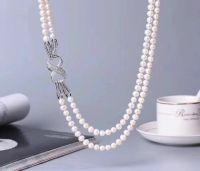 Two Strands 8-9mm South Sea Round White Pearl Necklace 24"26"