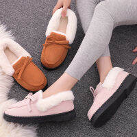 Women Slippers Winter Bow Tie Plush Warm Shoes Inside Casual Loafers Ladies Indoor Slippers Ladies Slip on Shoes Chaussure Femme