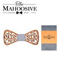 [A Motion] MAHOOSIVEBow TiesSquare ชุดสำหรับบุรุษชุดแต่งงานไม้มะฮอกกานี Papillon Bowtie Hadkerchief ชุด