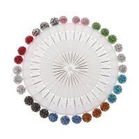 30 Pieces/Plate Clay Ball Big Head Register Pin Color Diamond Needle Muslim Scarf Headscarf Fixed Jewelry Pin