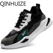 QINHUIZE Giày Bảo Hộ Lao Động Thoáng Khí Giày Bảo Hộ Mũi Thép Chống Va Đập