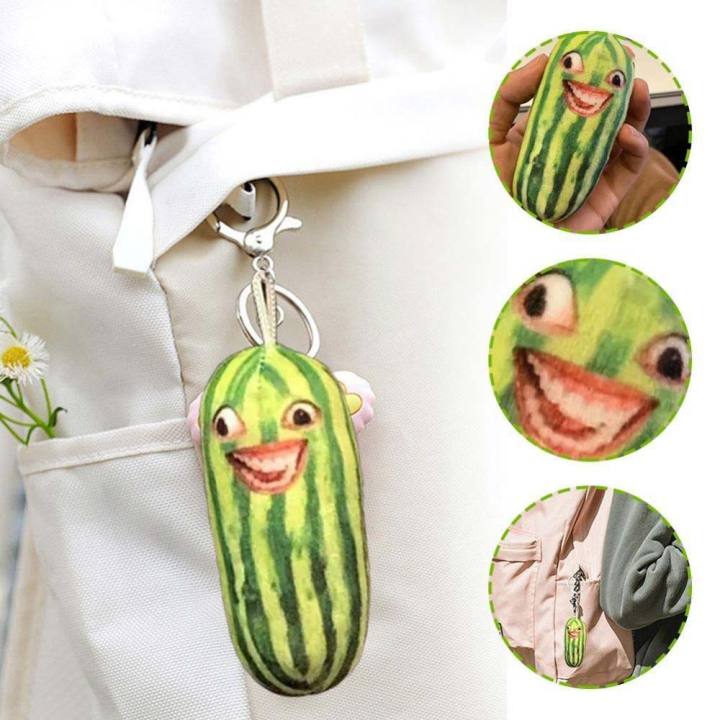 key-pendant-schoolbag-pendant-keychain2-funny-talking-watermelon-strips-keychain-backpack-fruit-doll-plush-keyring-keychains