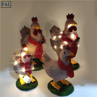 FAL Chicken Statue With Scarf Painted Resin Crafts Creative Christmas Ornament For Home Living Room Garden Decor