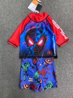 1-5 years old boy Spiderman swimsuit middle and small childrens short-sleeved plus shorts combination summer new sunscreen cartoon