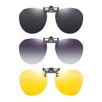 Flip Up Clip on Sunglasses Polarized Fishing Men Gredient Grey Lens Driving UV400 Big Aviation Rimless Night Vision Shades