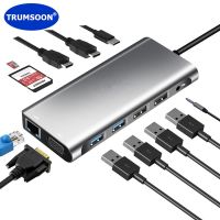 Trumsoon USB C Hub Type C Gigabit RJ45 Lan HDTV VGA USB 3.0 2.0 SD TF Card Reader Dock for MacBook iPad Samsung S20 Dex Switch