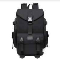 Black or Army Canvas Backpack Size 42x30cm with Laptop Sleeve and Zipper for Men