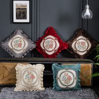 Luxuried Chenille Embroidery Floral Pillow Cushion Cover Home housse de coussin Sofa Chair Bed Car Decorative Throw Pillowcase