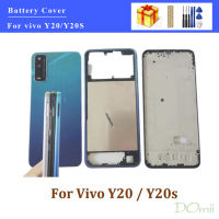 กรอบกลางกรอบจอ LCD เพื่อ Vivo Y20 Y20s หลังปลอกหุ้มช่องหลังปุ่มคีย์ด้านข้างเลนส์กระจกกล้องถ่ายรูป