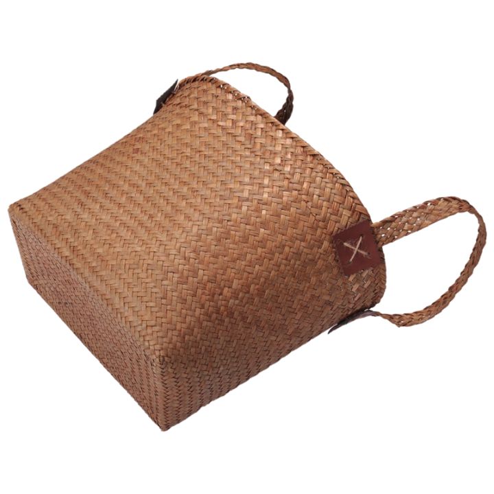 natural-round-straw-basket-bin-handmade-with-handgrip-orange-33x21x26cm