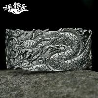 ✥□  hollow out dragon embossment bracelet for women handmade wide version of the old restoring ancient ways personality