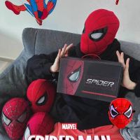 Spider-Man hood with movable eyes fully automatic mask blinkable helmet childrens wearable electric hood ghost 【JYUE】