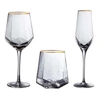 Gold Hammered Champagne Glasses Wine Glasses Goblet-Champagne Glass