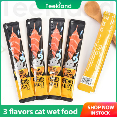 ขนมแมว Teekland 15G ต่อแท่งขนมคบเคี้ยวแมวเปียก3รสชาติอาหารแมว