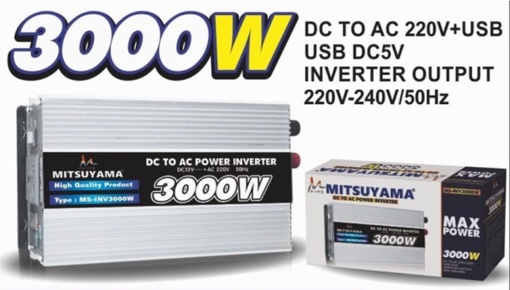 Power Inverter DC to AC 3000 Watt 3000 Wat Merk Mitsuyama MS-INV3000 ...
