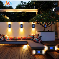 6 LED ไฟติดผนังโซล่า Solar Light Outdoor โคมไฟกันน้ำ ไฟอัตโนมัติ Sensor ไฟถนนโซล่าเซล Step Stairs ไฟตกแต่งสวน for ไฟโซล่าเซล บ้าน Fence Post Yard Pathway ฟตกแต่ง Lighting