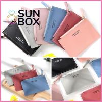 SUN BOX ผู้ชาย หญิง สุภาพสตรี ของขวัญ ที่ใส่นามบัตร กระเป๋าสตางค์ใบสั้น สีเพียว กระเป๋าเงินธุรกิจขนาดเล็ก ผู้ถือบัตรเครดิต