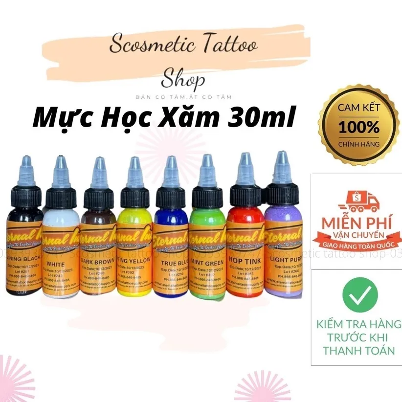 Mực xăm Eternal là sản phẩm được đông đảo các tín đồ xăm hình tin tưởng và yêu thích tại Việt Nam. Với chất lượng đảm bảo và sự đa dạng về màu sắc, chúng tôi tin rằng bạn sẽ tìm thấy mực xăm phù hợp với sở thích của mình tại tiệm xăm của chúng tôi.