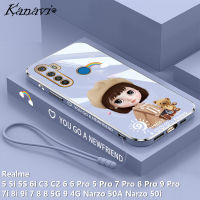 หมวกชุบหรูหรา Kanavi เคสโทรศัพท์ยางนิ่มสำหรับเด็กผู้หญิงสำหรับ Realme 5 5i 5S 6i C3 C2 6 6 6 Pro 5 Pro 7 8 Pro 9 Pro 8i 7i 9i 7 8 8 5G 9G Narzo 50A Narzo 50i ฝาครอบโทรศัพท์ที่ทันสมัยและทนทาน