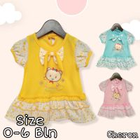 Cheron 22704-ชุดเดรส Baju Bayi Perempuan เด็กผู้หญิงแรกเกิด0-6เดือนใหม่ล่าสุด Kekinian กระป๋องสำหรับใส่เที่ยวบนท้องถนนผ้าคอตตอนสีชมพูสีน้ำเงินเหลือง