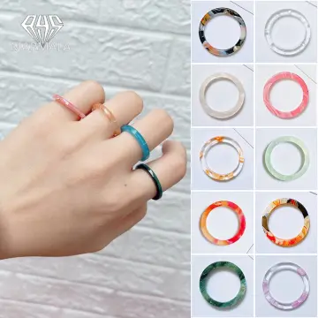 Korea Chic Acrylic Resin Ring for Women Girls Transparent Pearl