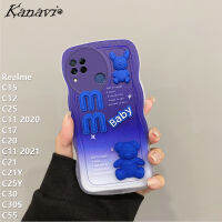 Kanavi เคสมือถือไล่สีแฟชั่นสำหรับ Realme C15 C25 C11แบบลอนใหญ่ตุ๊กตาหมี3มิติที่หรูหรา C17 2020 C25Y C55