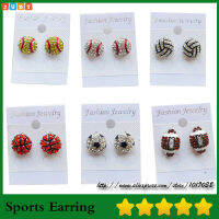 2019 Post Earring Studs Sofball Baseball Basketball Volleyball Soccer Football Cycling Skating Rhinestone Crystal Bling Sports