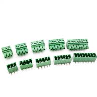 10 เซ็ต 3.5 มิลลิเมตร PCB pluggable ขั้วเชื่อมต่อ 2/3/4/5/6/7/8/9/10 จุดโค้งมุม KF15EDG-3.5 ทองแดงสีเขียว rohsr