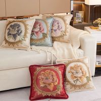 [COD] jacquard autumn and winter home new bedside soft bag balcony large cushion big flower pillowcase