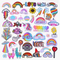 Cheap Rainbow Unicorn Embroidered Patches On Kids Clothes Applique DIY Cute Cartoon Animal Stickers Badges Patches For Clothing Haberdashery