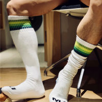 Socks Men Calcetines Striped High Tube Football Socks Skarki Mens Socks Sport Sweat Meias Calcetines Hombre Trend Stocking