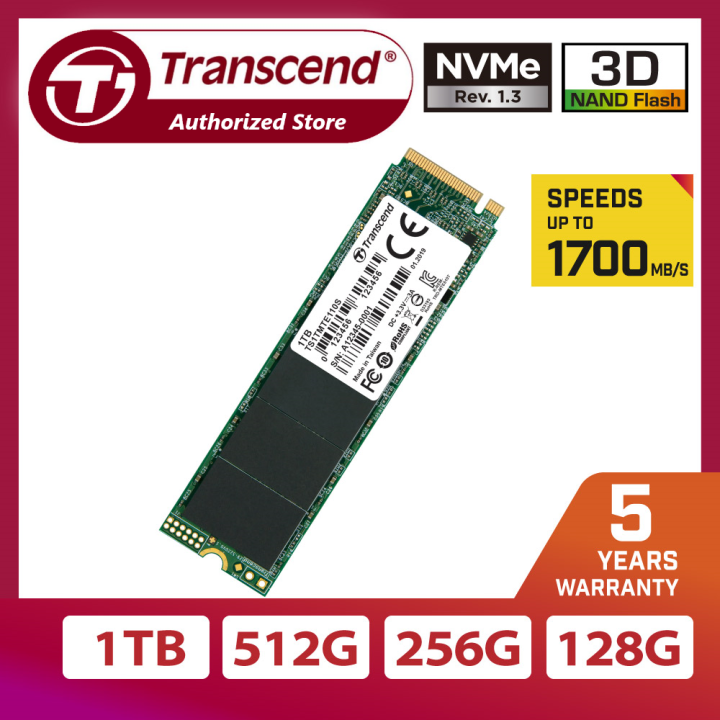 Transcend 128GB/256GB/512GB/1TB PCIe NVMe Gen3x4 SSD, MTE110S, M.2 2280 ...