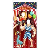 Carnival Circus Party Decoration Carnival Photo Door Banner Backdrop Props, Large Fabric Photo Door Banner for Carnival