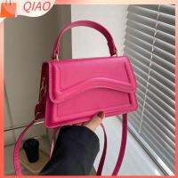 QIAO สีทึบทึบ กระเป๋าสะพายไหล่แบบสั้น หนังพียู กระเป๋า Crossbody มีสไตล์ สลิงกระเป๋าถุง สำหรับผู้หญิง