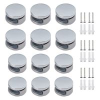 12 Pcs Zinc Alloy Glass Clips Mirror Clip Wall Mounted Glass Clamp Suitable for Bathroom Living Room Public Places, Etc