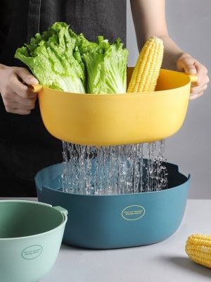 【CW】 2000/5000ml Plastic Drain Basket Bowl Noodles Vegetables Fruit Rice Washing Strainer Pool Drainer Organizer