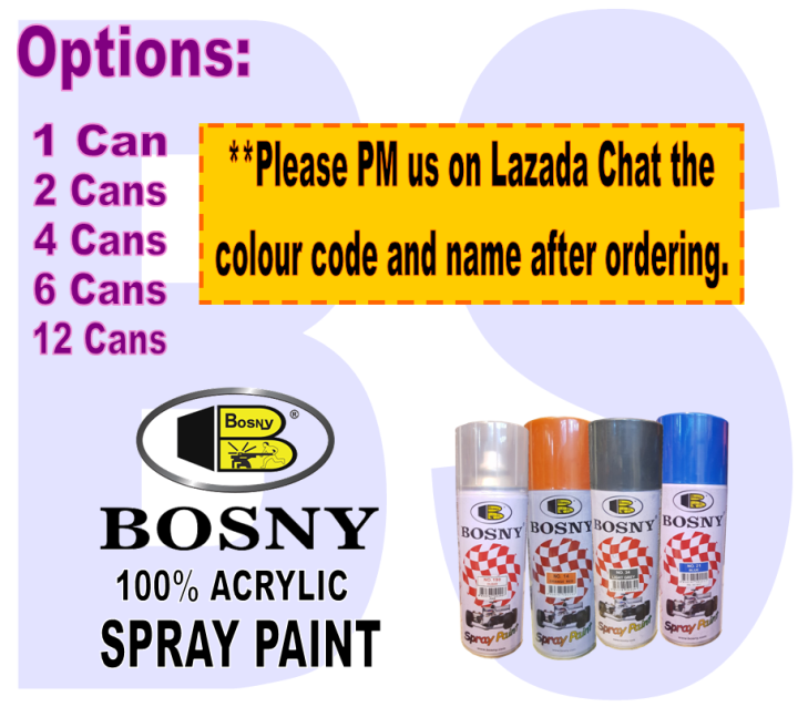 BANSOON BOSNY Spray Paint. 100 Acrylic. Quick Drying. Long Lasting. Quality Spray Paint. Made