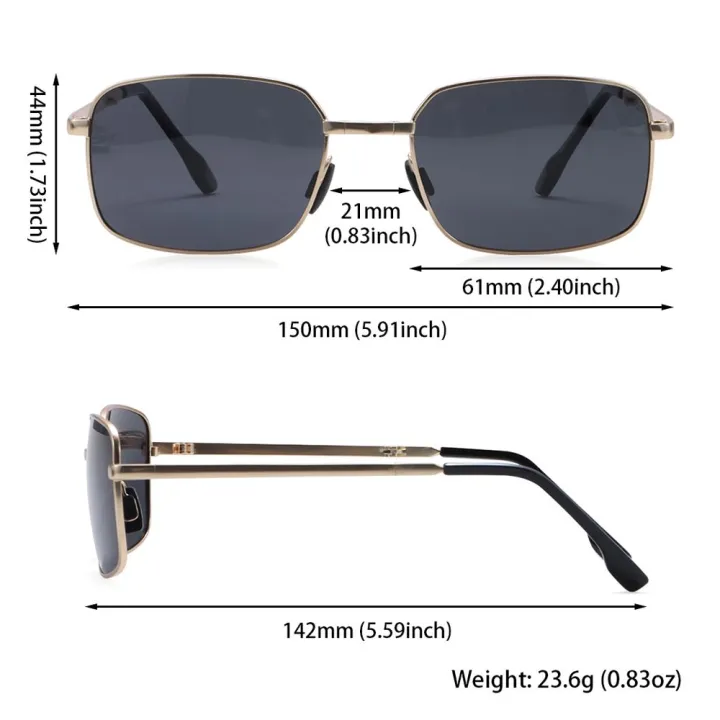 แว่นกันแดดโพลาไรซ์แบบพับได้สำหรับผู้ชาย-แว่นตากันแดดแบบโฟโต้โครมิกกรอบโลหะทรงสี่เหลี่ยมแว่นสำหรับใส่ขับรถแว่นตามองกลางคืนพร้อมกล่อง