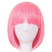 Pink Wig Fei-Show Synthetic Heat Resistant Short Wavy Hair Peruca Pelucas Costume Cartoon Role Cos-play Bob Student Hairpiece