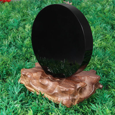 100มม. สีดำ Obsidian Scrying กระจกคริสตัลอัญมณี Healing Stone ของขวัญ Home Shop Beatiful Feng Shui ตกแต่งงานฝีมือ