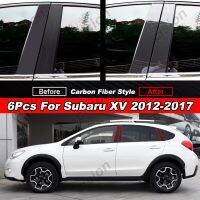 6/8Pcs Carbon Fiber Black Car Door Window Center Column BC Pillar Post Trim Cover PC Sticker For Subaru XV 2012-2017 2018-2021