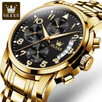 OLEVS 2879 Stainless Steel Band Quartz Watches For Men Waterproof Sport Men Wristwatches Luminous Chronograph Calendar Small Second hand