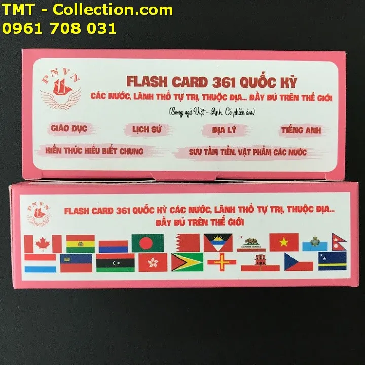 Flash card cờ Quốc kỳ - một sản phẩm tích cực giúp học sinh nhớ về các quốc gia trên thế giới. Các chương trình đào tạo và học tập sử dụng của các trường học đã đưa sản phẩm này vào chương trình giáo dục, giúp các học sinh hiểu rõ hơn về bản sắc của mỗi quốc gia.