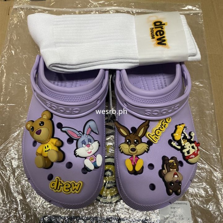 drew-house-x-crocs-joint-badge-purple-hole-shoes-รองเท้าแตะ