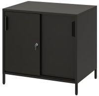 TROTTEN Cabinet with sliding doors, anthracite, 80x75 cm (ทร็อตเตน ตู้บานเลื่อน, สีแอนทราไซต์, 80x75 ซม.)