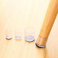 ✥♛ 24Pcs Transparent Furniture Leg Caps with Felt Pads PVC Noise Reduction Non-slip Floor Table Chair Leg Feet Protectors Covers