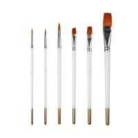 6pcs White Handle Artist Painting Brushes Set Nylon Hair Paint Brushes for Watercolor Acrylic Oil Gouache Painting brushes Kit Artist Brushes Tools